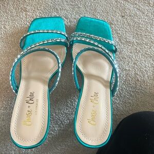 Green , Purple and Fuchsia - Chase and Chloe sandals 7.5